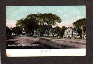 ME Haymarket Sq Square Lewiston Maine Vintage Postcard 1909
