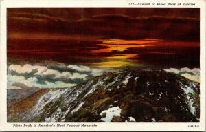 Vtg 1940s Summit of Pikes Peak at Sunrise Cascade Colorado CO  Postcard