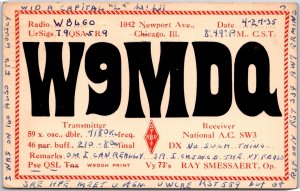 1935 QSL Radio Card Code W9MDQ Chicago Iliinois Amateur Station Posted Postcard