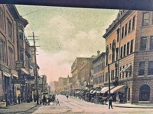 Postcard  Hand Tinted 1911 View of Lisbon Street in  Lewiston, ME.   W3