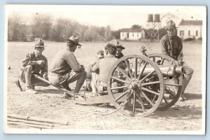 WWI Postcard RPPC Photo US Army Soldiers Camp Mountain Machine Gun c1910's