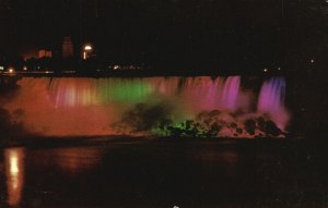 Vintage Postcard Niagara Falls At Night Beautiful Lights Tichnor Bros Inc.