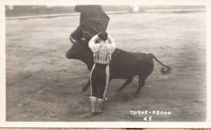 Vintage Postcard 1920's View of The Toros En Mexico D. F. RPPC Photo