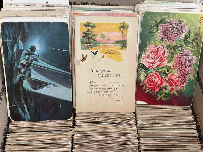 LOT/250+ RANDOM VICTORIAN HOLIDAY GREETINGS POSTCARDS 2 LBS READ DESCRIPTION