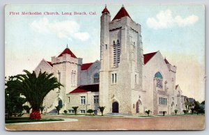Long Beach California~First Methodist Church~Stone~M Kashower~Vintage Postcard