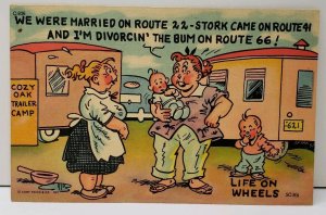 Married Rte 22 Stork Rte 41 Divorce on Rte 66 Women Life on Wheels Postcard E13