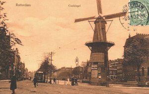 Netherlands Rotterdam Coolsingel Windmill Vintage Postcard 03.78