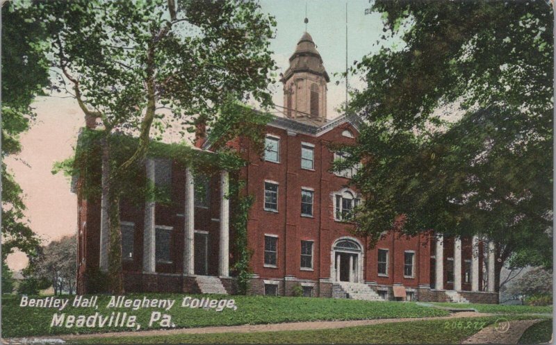 Postcard Bentley Hall Allegheny College Meadville PA