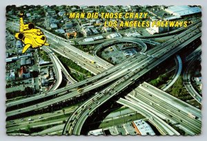 Crazy Los Angeles Freeways California 4x6 Postcard 1606