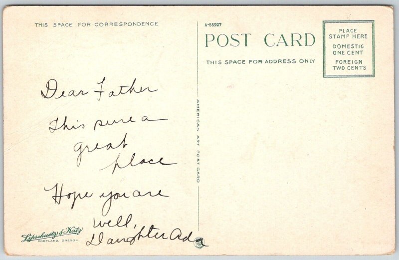 The Deschutes River Oregon 1920s Postcard Castle Bluff Train Tracks