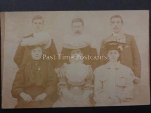 Studio Portrait of Three Couples / Ladies in Large Hats - Old RP Postcard