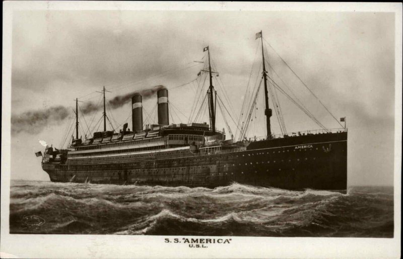 United States Line Steamship SS American USL Real Photo Postcard c1910