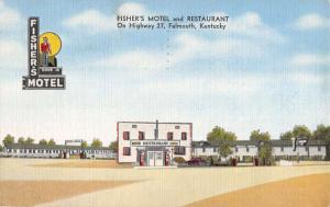 Falmouth Kentucky Fishers Motel Restaurant Linen Antique Postcard K28101