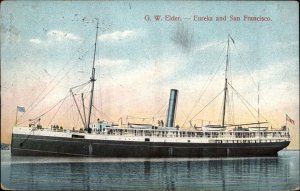 GW Elder Ship USS Portland Naval Cancel Handmade Drawing SS Maine Postcard