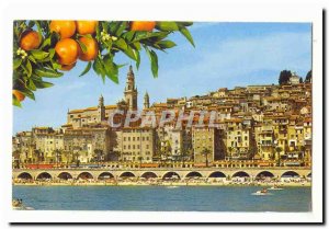 Menton Postcard Modern picturesque view of Old Menton Leading the beaches of ...