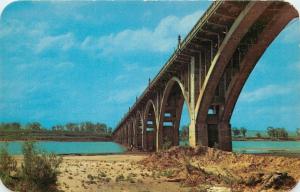 Fort Smith Arkansas~Underneath U.S. 64 Highway Bridge~Sandy Bank~1950 Postcard 