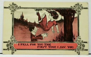 Humor- I fell for you the first time I saw you Woman Falls from Tree Postcard H4