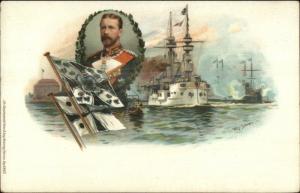 Imperial Germany Navy Battleships - Prince Heinrich of Prussia c1905 Postcard