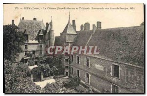 Old Postcard Gien Loiret Chateau Under Prefecture and Court Rebuilt under Ann...