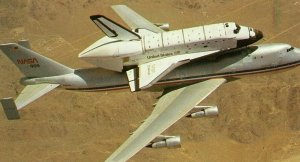 Postcard Challenger aboard 747 from Dryden Flight Research Center to FL.      S2