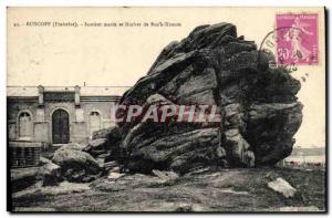 Old Postcard Roscoff Marine Institute and Rock of Roc Kroum pm