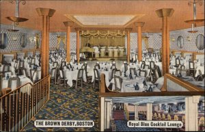 Boston MA Brown Derby Musical Revue Ad Royal Blue Cocktail Lounge Linen PC