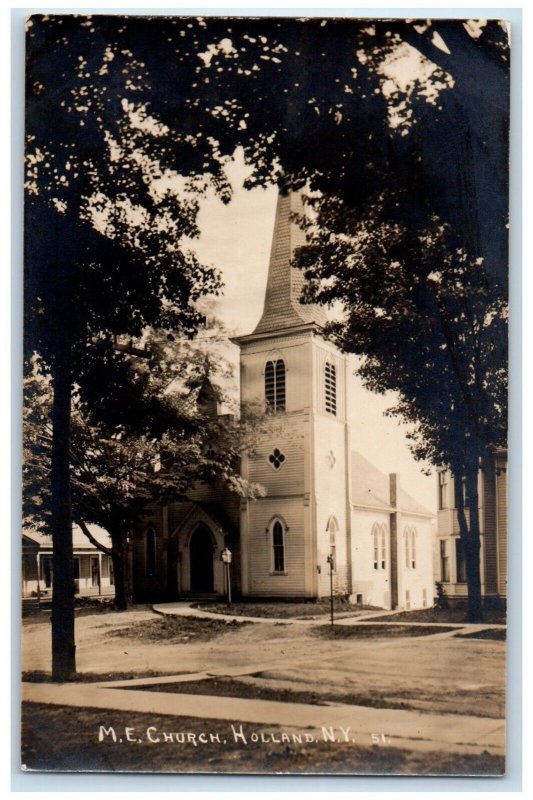 c1910's M. E. Church Erie County Holland New York NY RPPC Photo Antique Postcard 