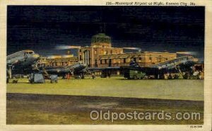 Night At Municipal Airport, Kansas City, MO USA Airport 1943 postal used 1943