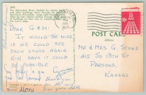 Milwaukee Wisconsin~Milwaukee River & Skyline View~Vintage Postcard