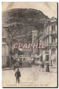 Old Postcard Luchon Church and Avenue Carnot Groceries