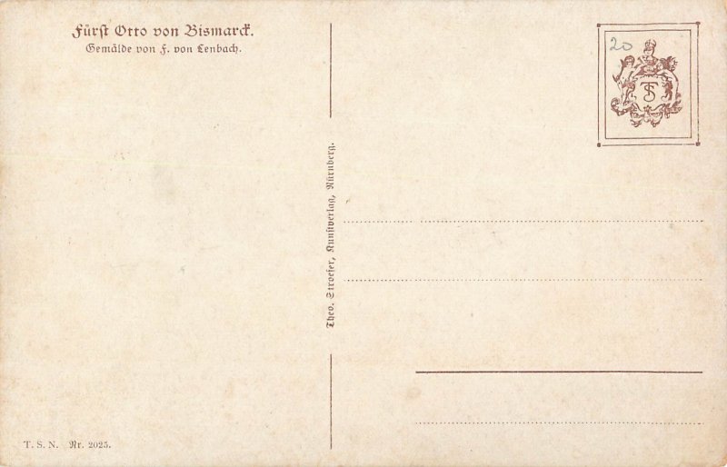 German statesman and diplomat Count Otto of Bismarck portrait postcard