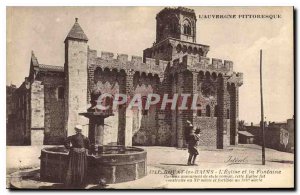 Old Postcard Royat les Bains Church and Fountain