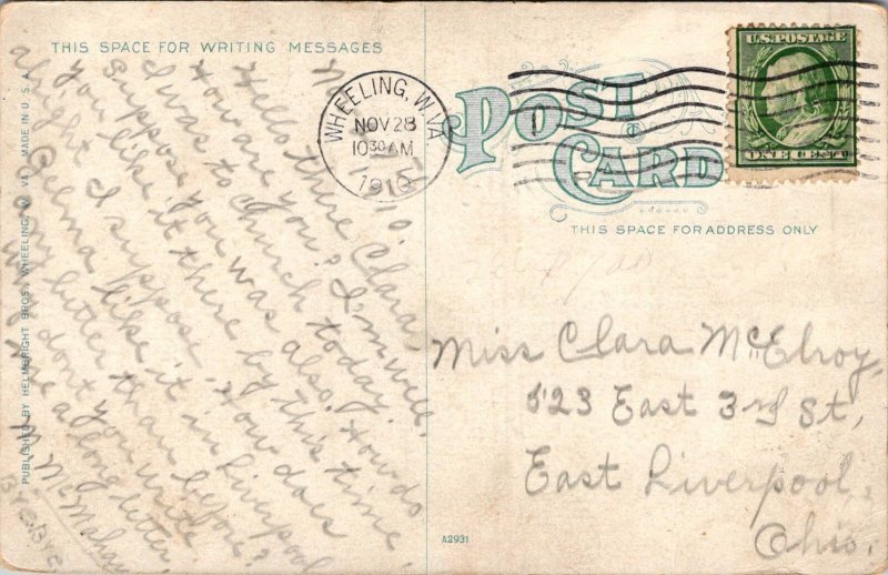 Child with Wheelbarrow, Wheeling WV Vintage Postcard Q12