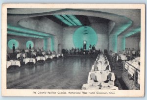 1938 Cincinnati Ohio Postcard Colorful Pavilion Caprice Netherland Plaza Hotel
