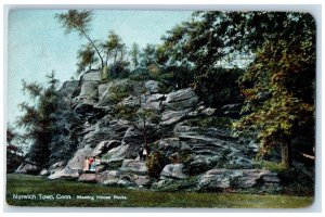 View Of Meeting House Rocks Trees Norwich Town Connecticut CT Antique Postcard 