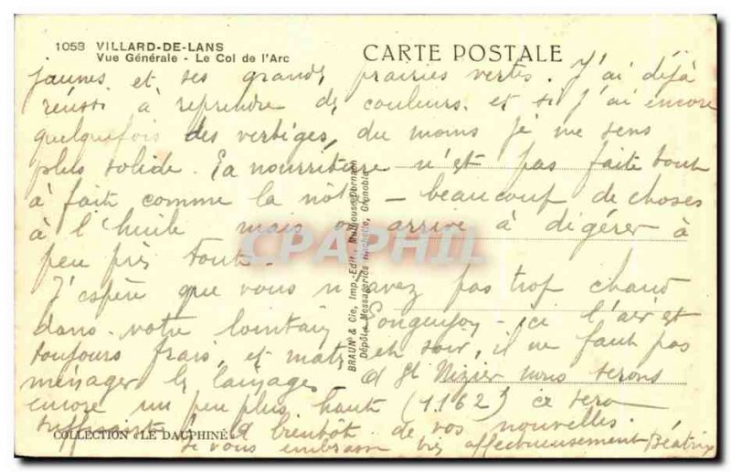 Old Postcard Villard de Lans view Generale The neck of L & # 39Arc