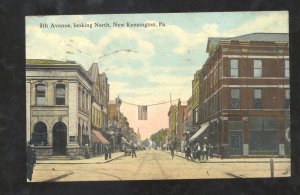 NEW LEXINGTON PENNSYLVANIA DOWNTOWN STREET SCENE VINTAGE POSTCARD PA.