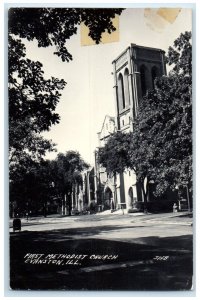 Evanston Illinois IL RPPC Photo Postcard First Methodist Church c1940's Vintage