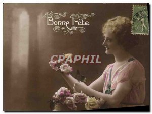 Postcard Bonne Fete Old Woman