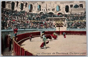 France c1910 Postcard Courses De Taureaux Une Bonne Pique Bullfight