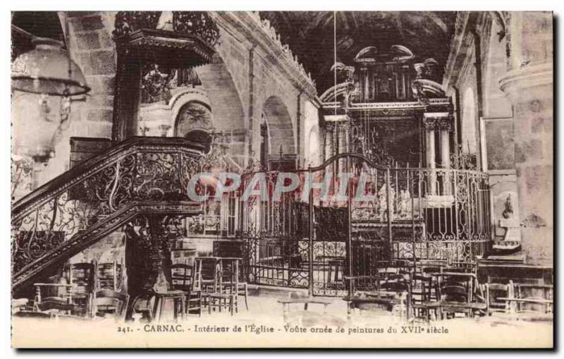 Carnac - Interior of & # 39Eglise Voute adorned with paintings of the XVII ce...
