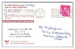 Standard Oil Station Advertising Mercer Island Washington WA Chrome Postcard R23