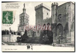 Old Postcard Avignon Popes' Palace and the Cathedral