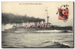 Old Postcard The warship squadron Breastplate Edgar Quinet