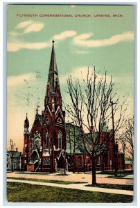 1910 Plymouth Congregational Church Chapel Exterior Lansing Michigan MI Postcard