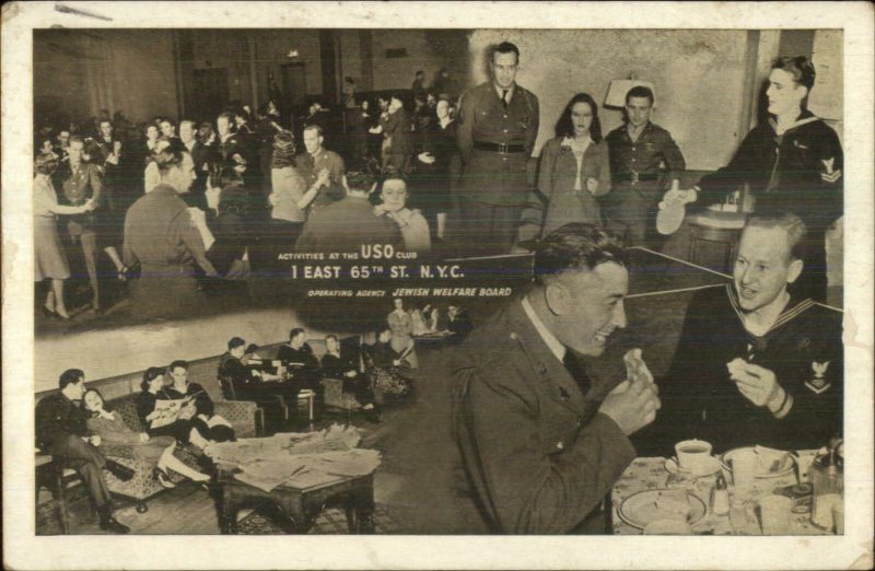 New York City Jewish Welfare Board USO Club WWII Judaica Postcard