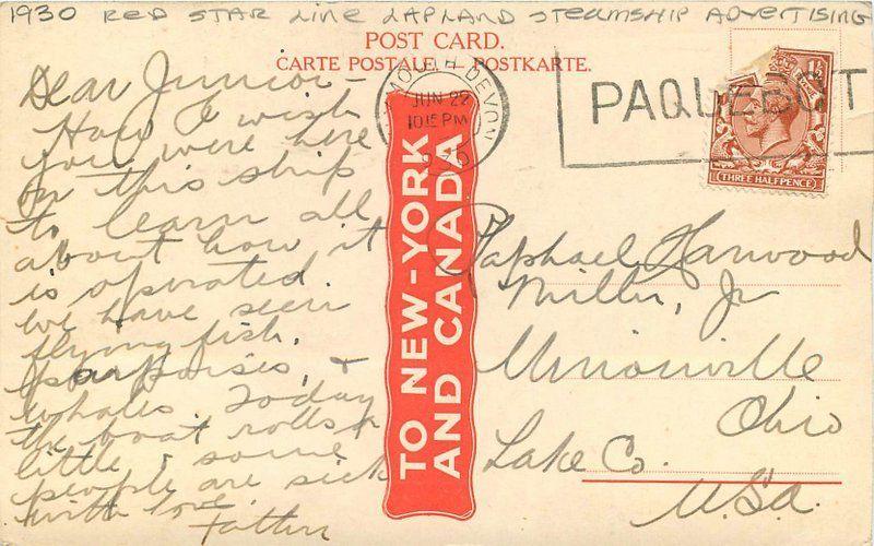 Artist impression 1930s Steamer Lapland Red Star Line Postcard 12064