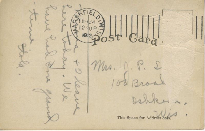 Marshfield Wisconsin ~ First Ward, The Grant, Washington School c1912 Postcard