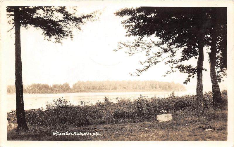 Elk Rapids Michigan~Millers Park~Spencer Bay Bknd~Note on Back~1939 RPPC