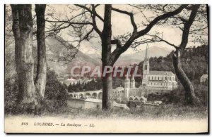 Old Postcard Lourdes Basilica